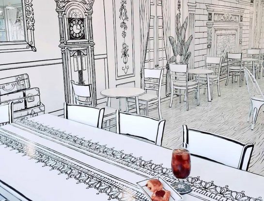 En Seúl un café fue diseñado como si fuera un cómic, con decoración en blanco y negro