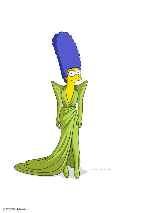 Marge Simpson con el vestido de sus sueños diseñado por Balenciaga. 