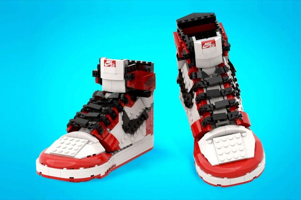 Las Air Jordan 1 de Lego miden 12 centímetros de alto por 8 centímetros de ancho y 20 centímetros de largo.