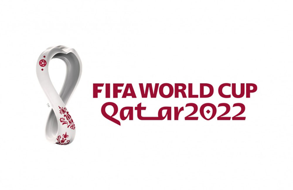 El logotipo oficial del Mundial Qatar 2022 sobre fondo blanco. 