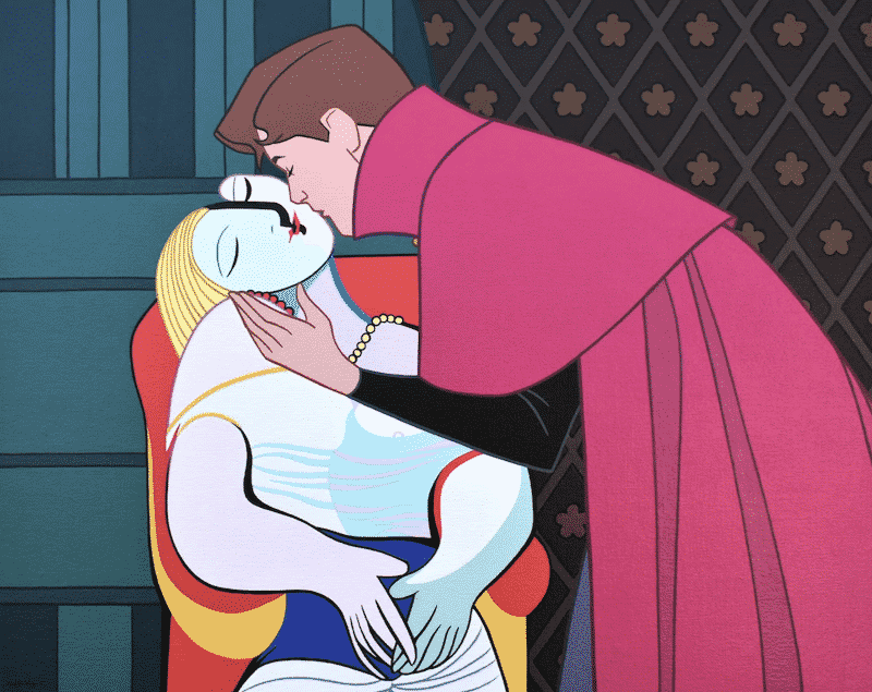 El beso jamás contado en los cuentos de hadas de Disney. 