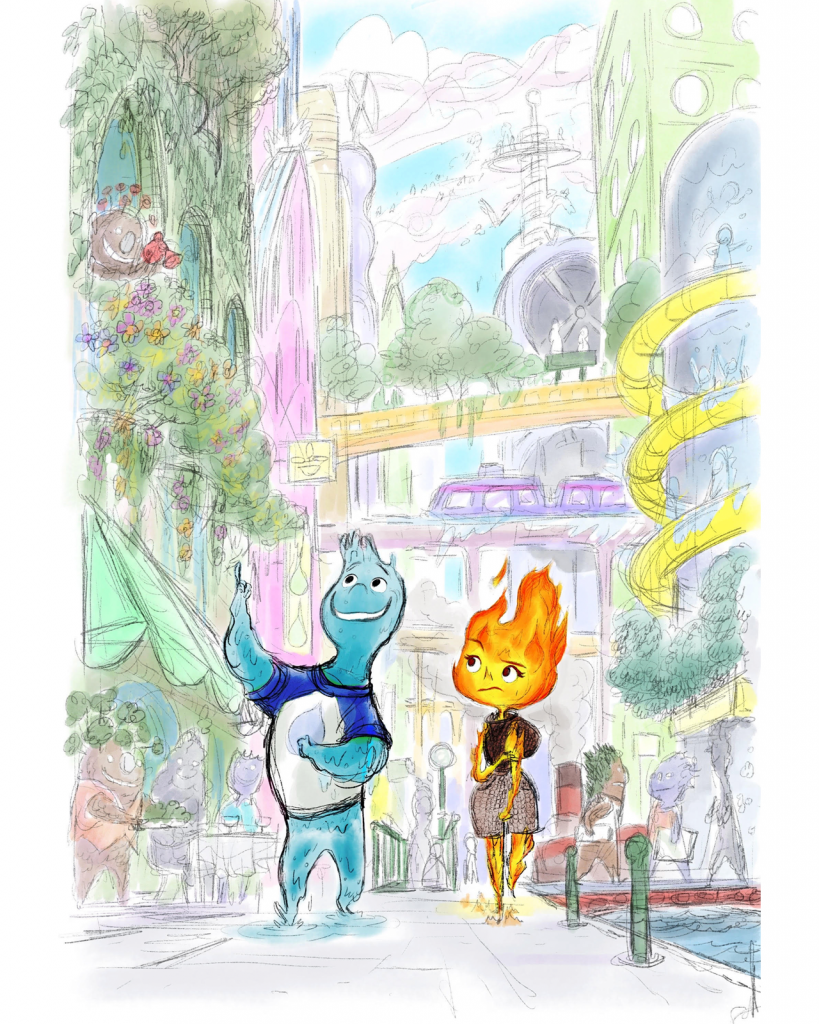 La primera imagen de "Elemental" revela los personajes protagonistas de una nueva historia animada de Disney y Pixar. 
