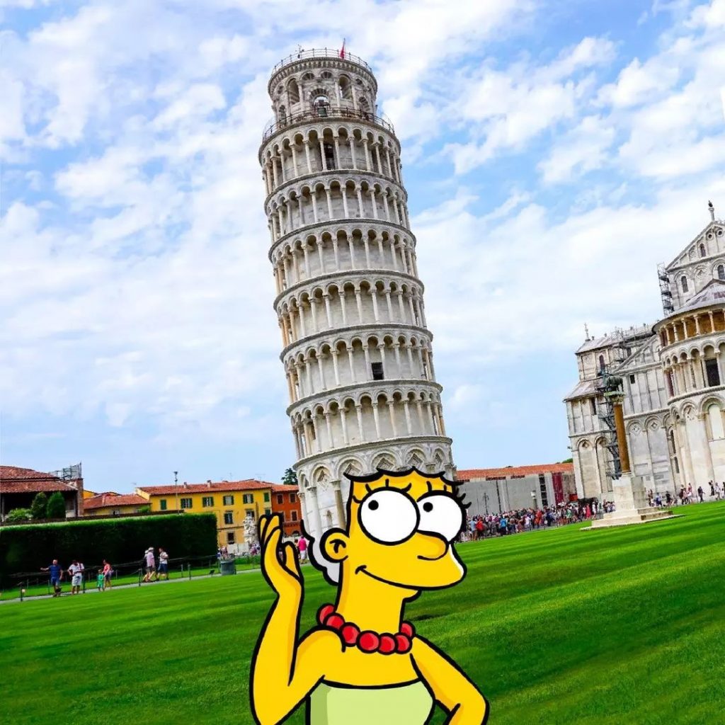 La Torre de Pisa y Marge Simpson unidas por el arte de Robin Yayla. 