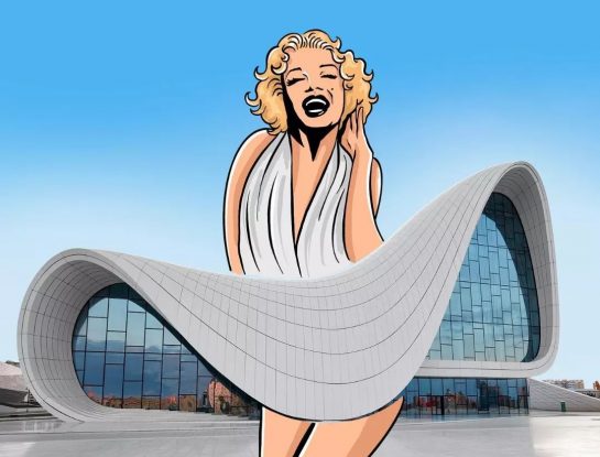 Un artista interviene postales de edificios famosos con ilustraciones digitales