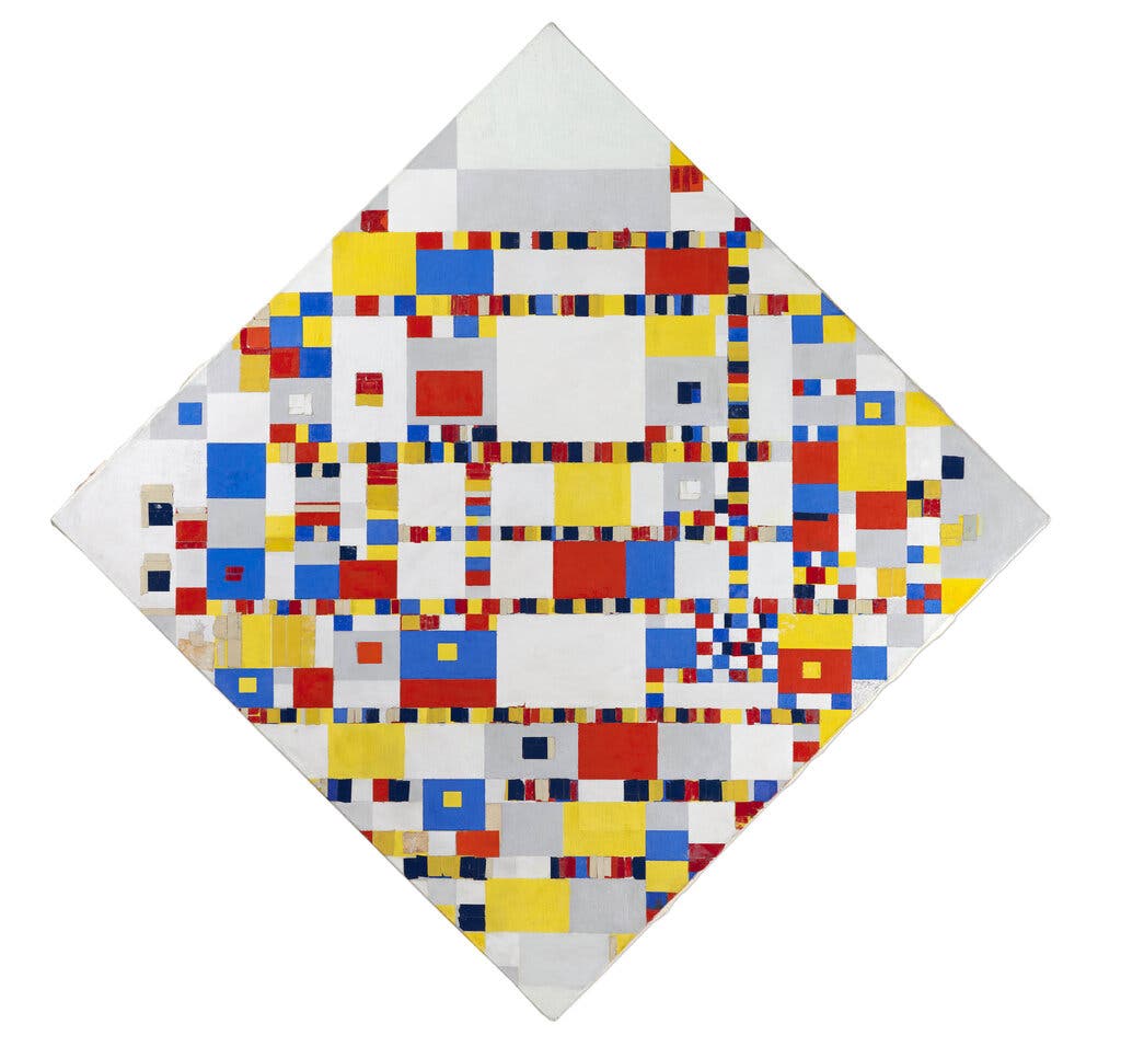 La armonía en la obra de Mondrian no siempre significa simetría. 
