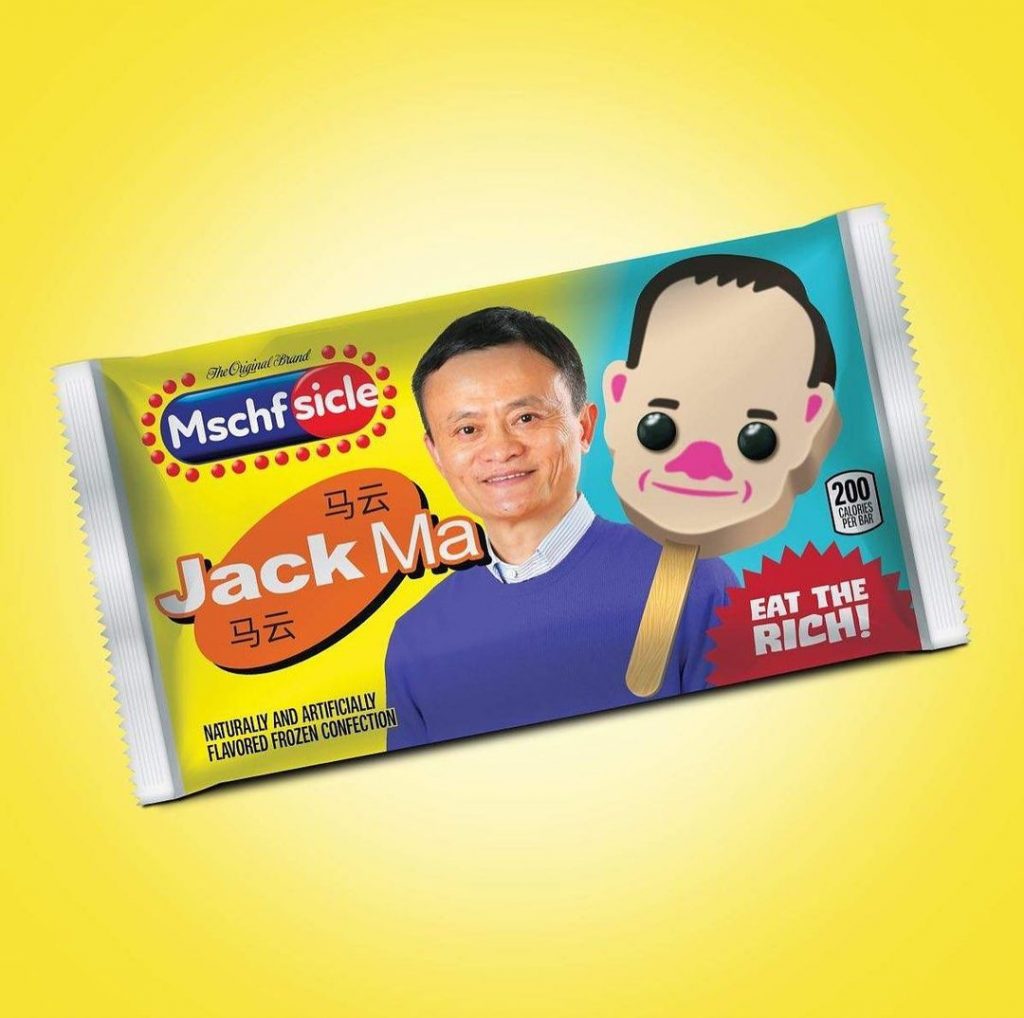 Jack Ma de Alibaba en el helado palito de MSCHF. 