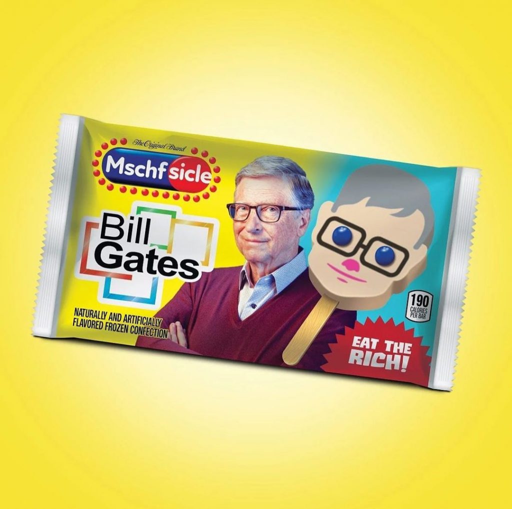 Bill Gates de Microsoft en el helado palito de MSCHF. 