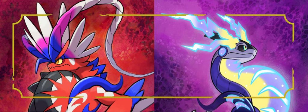 Visuales de los juegos Pokémon Escarlata y Pokémon Púrpura. 