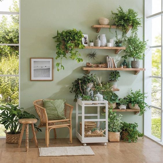 Las plantas llenan de verde y aire el interior del hogar. 