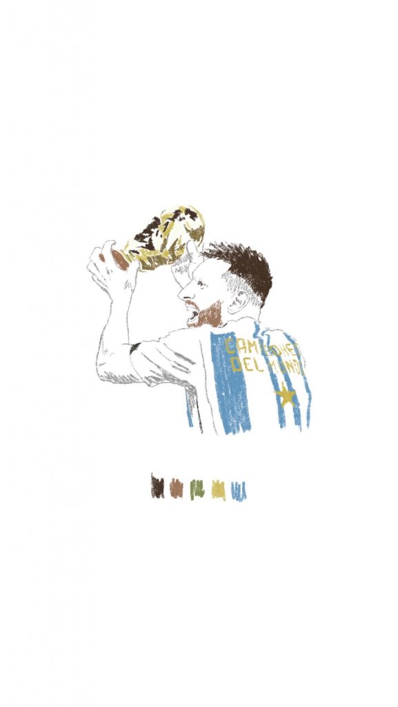 Messi con la Copa del Mundo, la ilustración de Tato Brie, del equipo de Pumarosa.