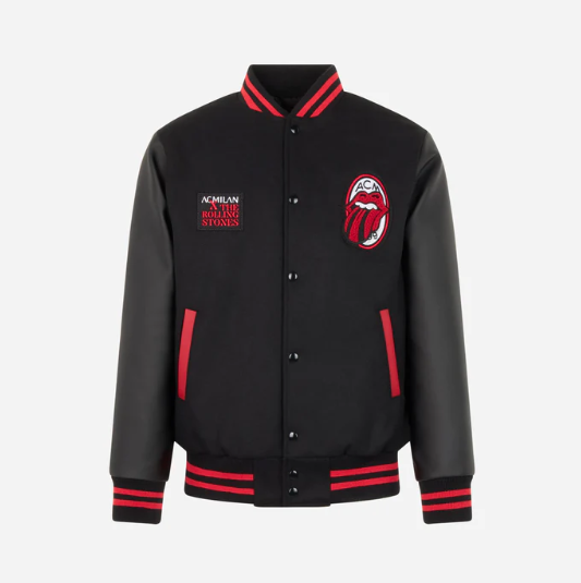 La chaqueta unviersitaria de AC Milan x The Rolling Stones. 