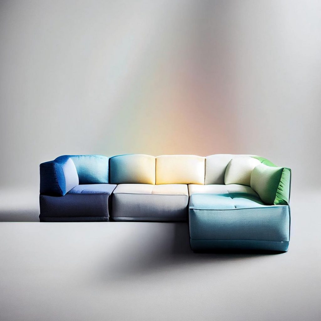 Arcoíris de diseño en grandes sillones de Kevin McClellan. 
