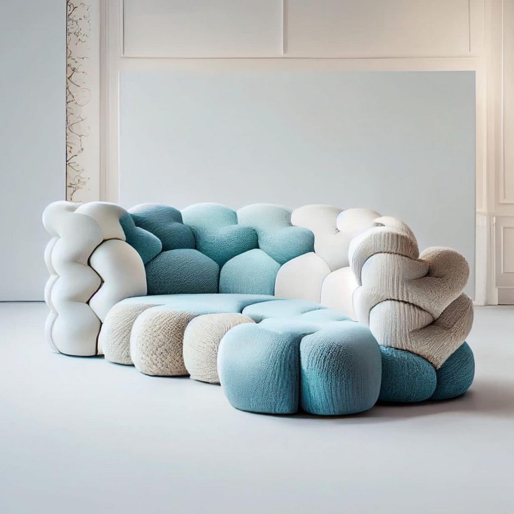 Bicolor y degradados en un diseño de sofá de Kevin McClellan. 