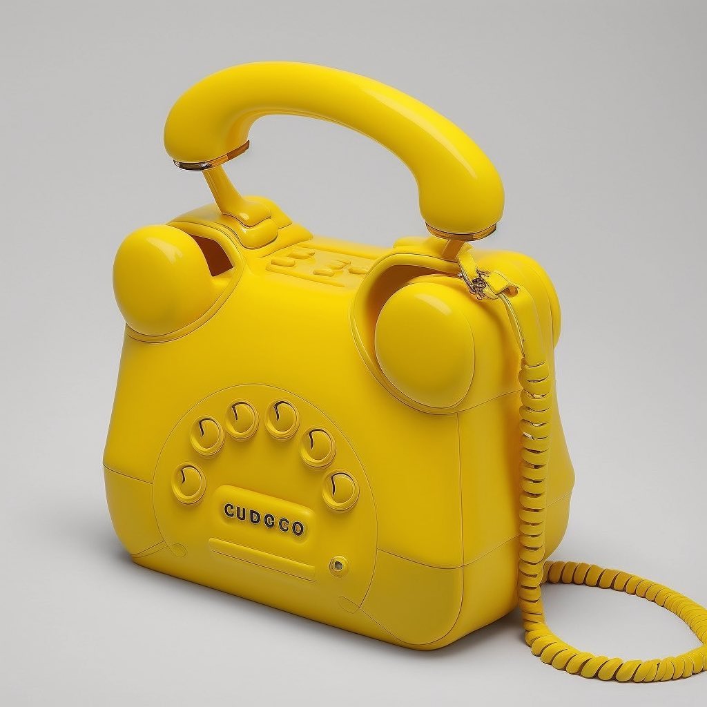 “The Telephone Bag” diseñadas por Shail Patel con IA. 