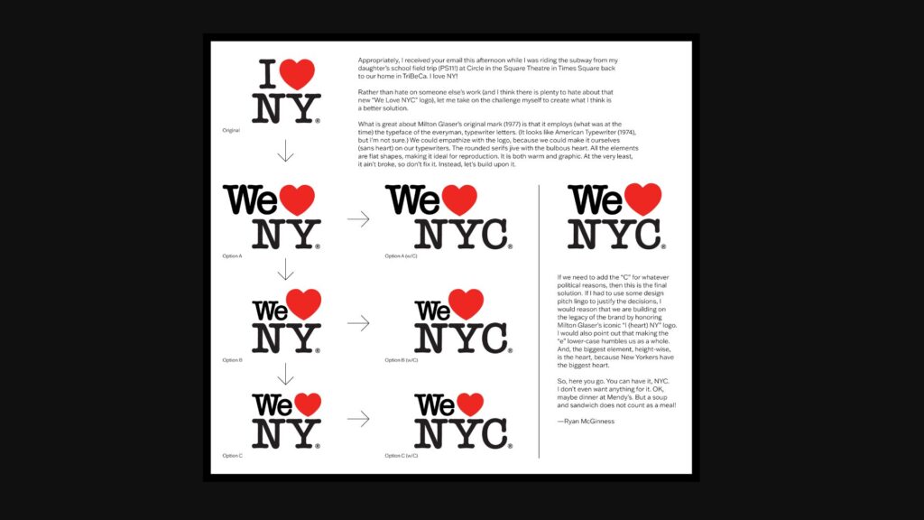 Apuntes del reemplazo del logotipo "I Love NY" por "We Love NYC". 