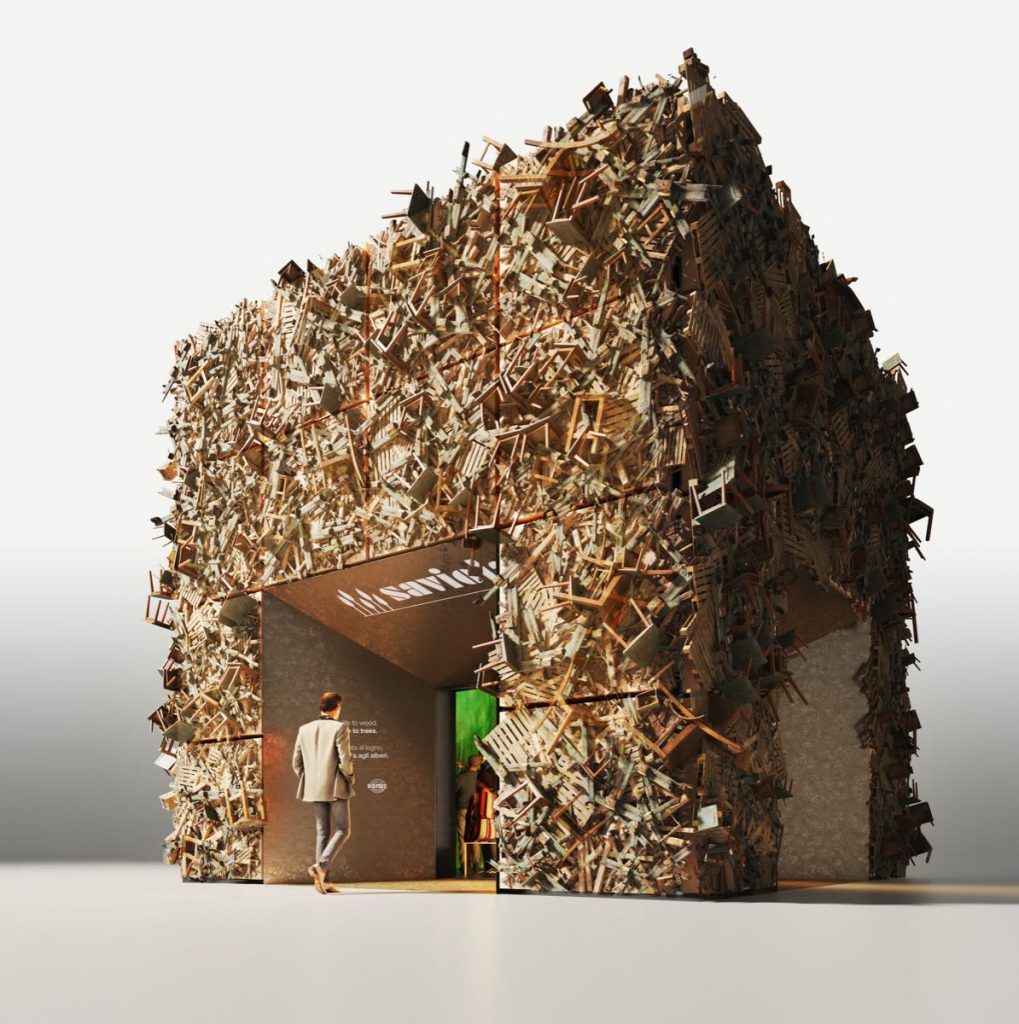 Es una habitación/instalación basada en el reciclaje de madera. Foto: Fotonoticias. 
