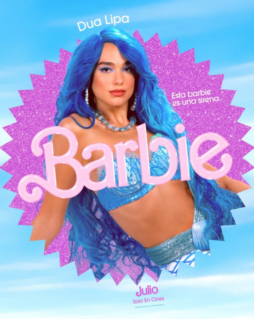 Dua Lipa Simu en el póster de la película Barbie. 