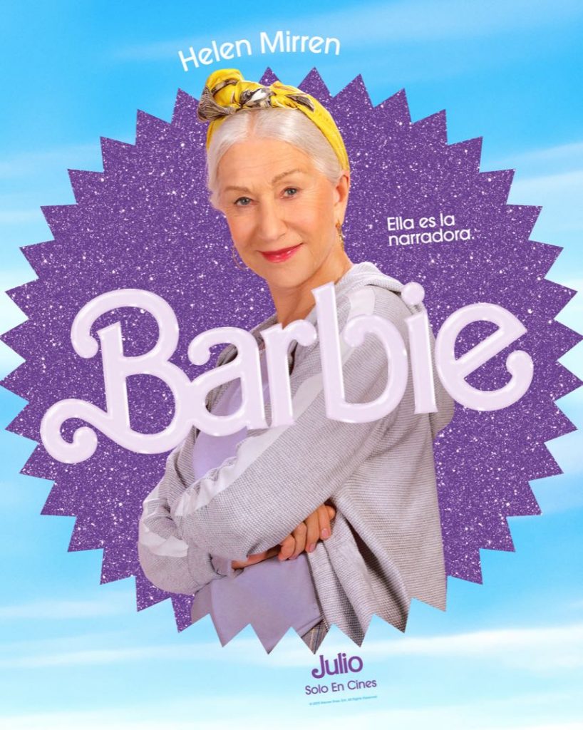 Helen Mirren en el póster de la película "Barbie". 