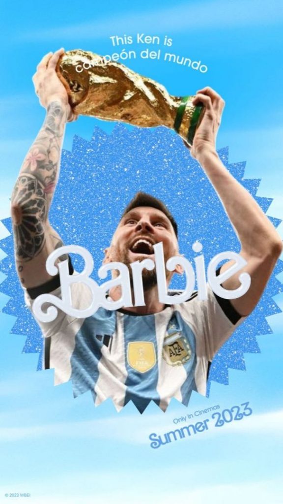 Messi también conquistó el póster de la película "Barbie". 