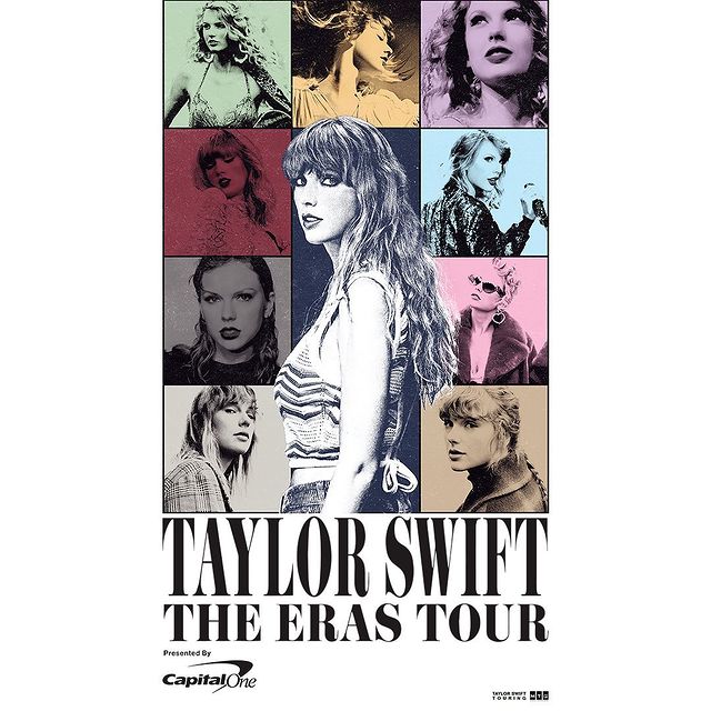 El póster oficial de la gira mundial The Eras Tour de Taylor Swift. 