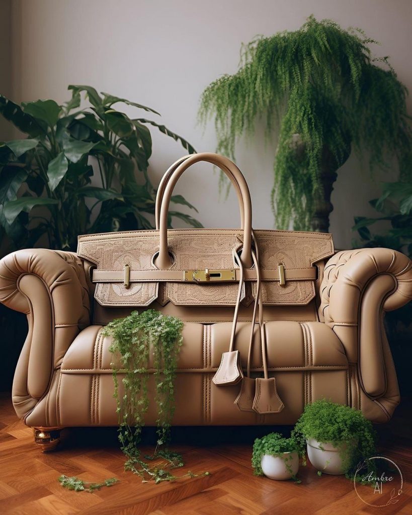 Ambre Donadio creó sofás hiperrealistas inspirados en icónicos modelos de carteras de lujo. 