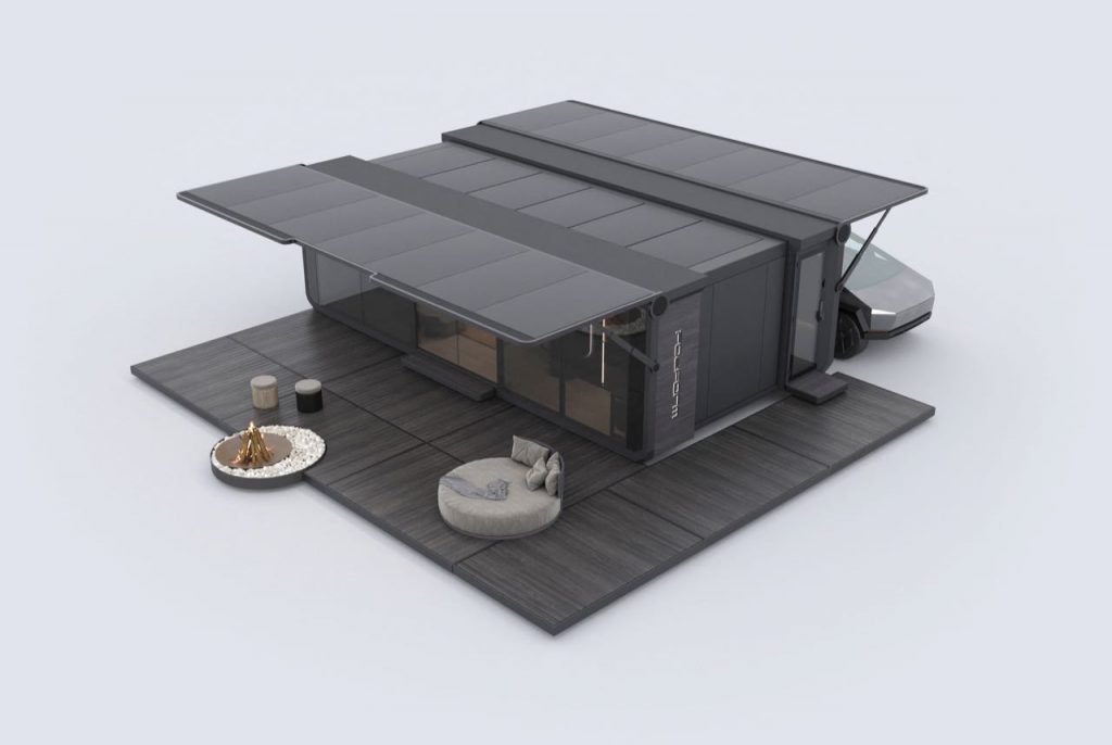 Extendida la mini casa Podform de Pod Studio alcanza 42 metros cuadrados. 