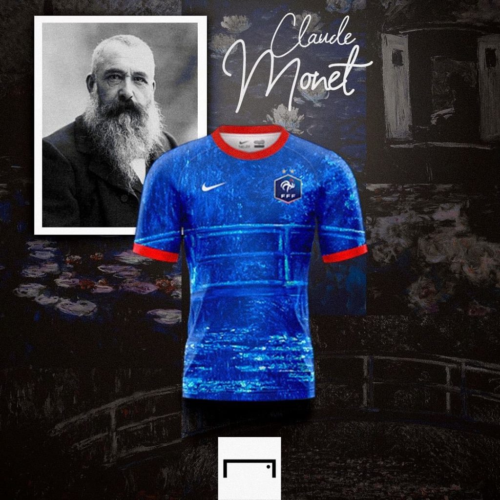 La clásica camiseta de la selección de fútbol de Francia según Monet. 