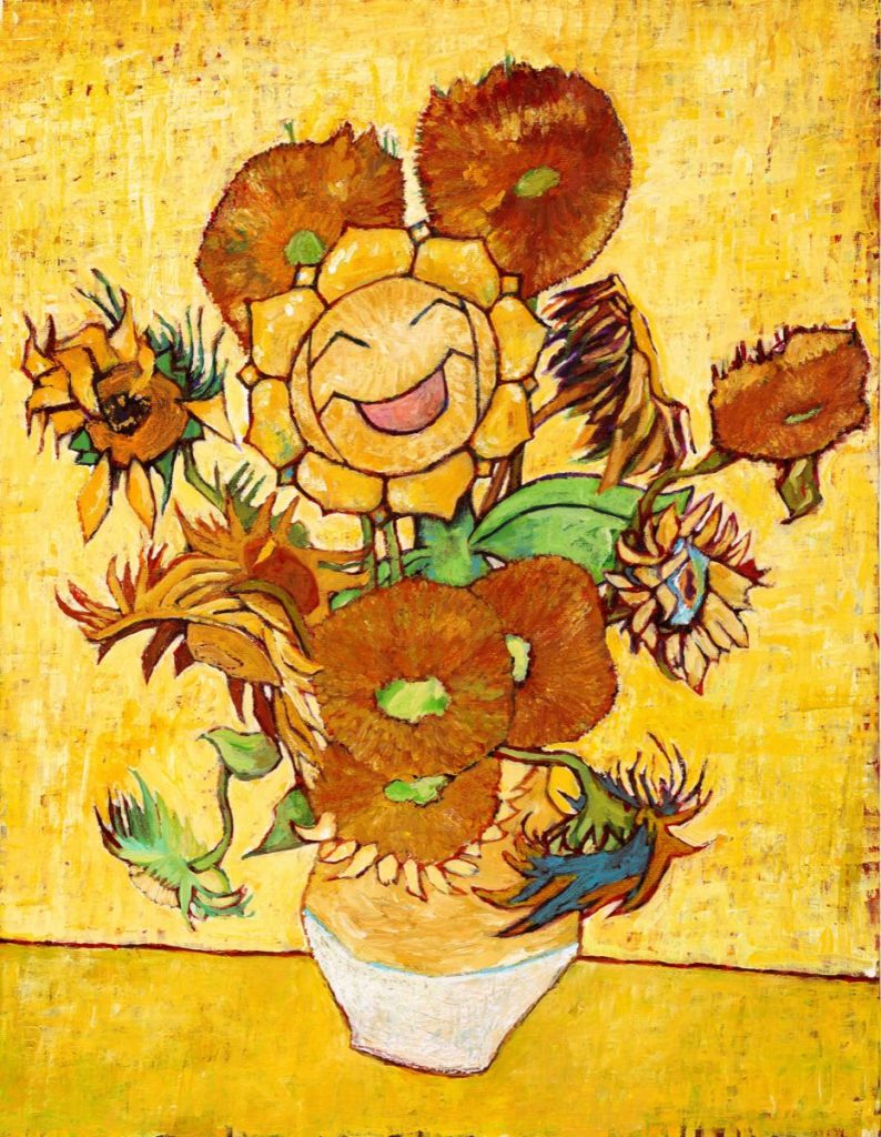 Sunflora escondido en un versión del famoso cuadro “Girasoles”, un hit de la colección “Pokémon Van Gogh”.