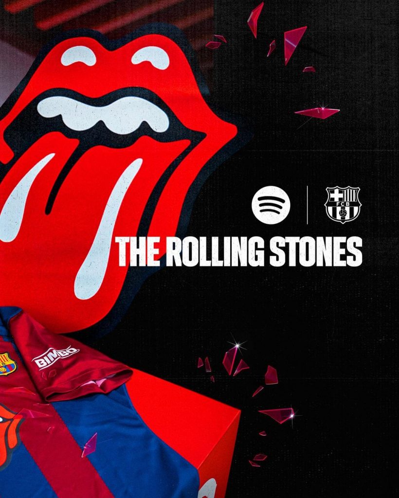Azul y rojo y con la lengua de los Rolling Stones. Así es la camiseta boom del Barça. 