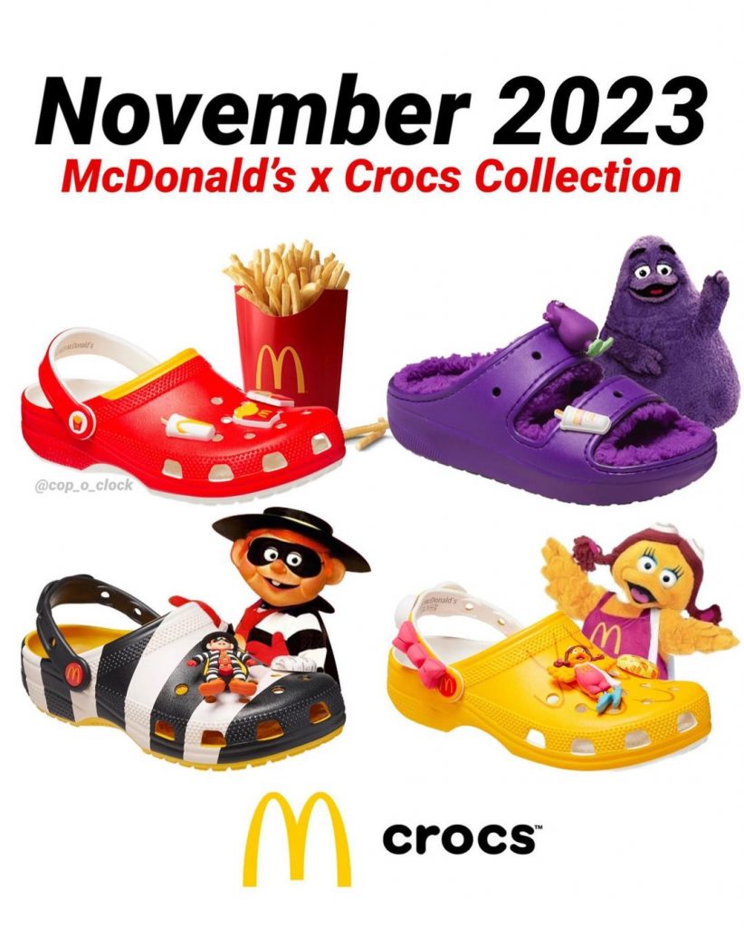La colección completa de Crocs x McDonald's. 