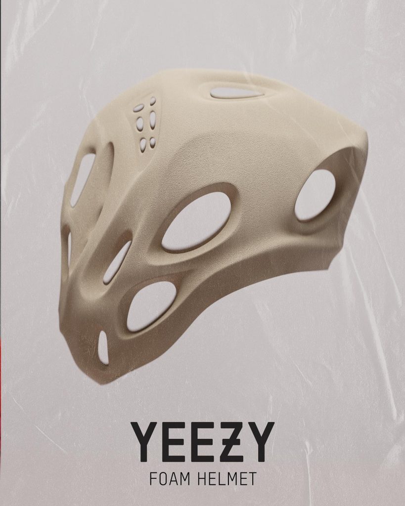 El casco Yeezy Foam Helmet, inspirado en el popular calzado Yeezy Foam Runner de Kanye West.