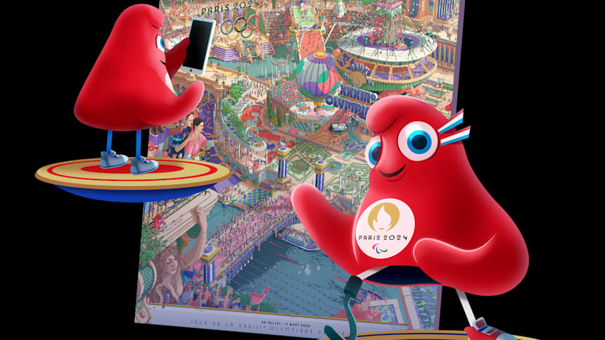 En los pósters de los Juegos París 2024, las ocho mascotas están “escondidas”, como en la serie de libros infantiles “¿Dónde está Wally?”. 