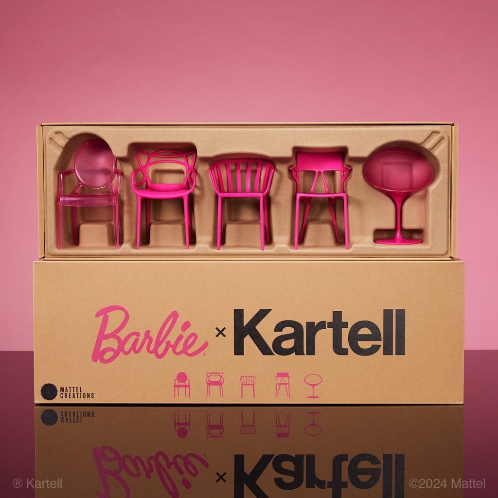 Las sillas miniatura de Barbie x Kartell son el resultado de una exploracicon con materiales sostenibles.