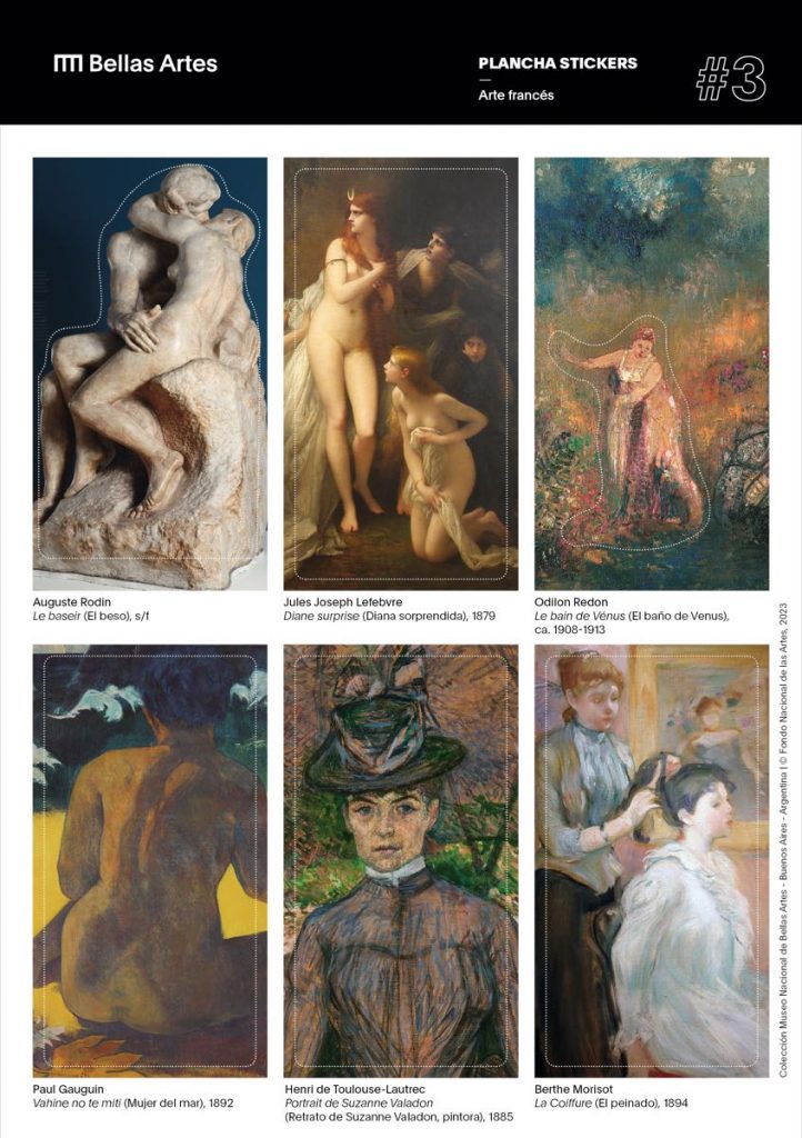 Los artistas europeos en las planchas de stickers “Colección Bellas Artes”. 