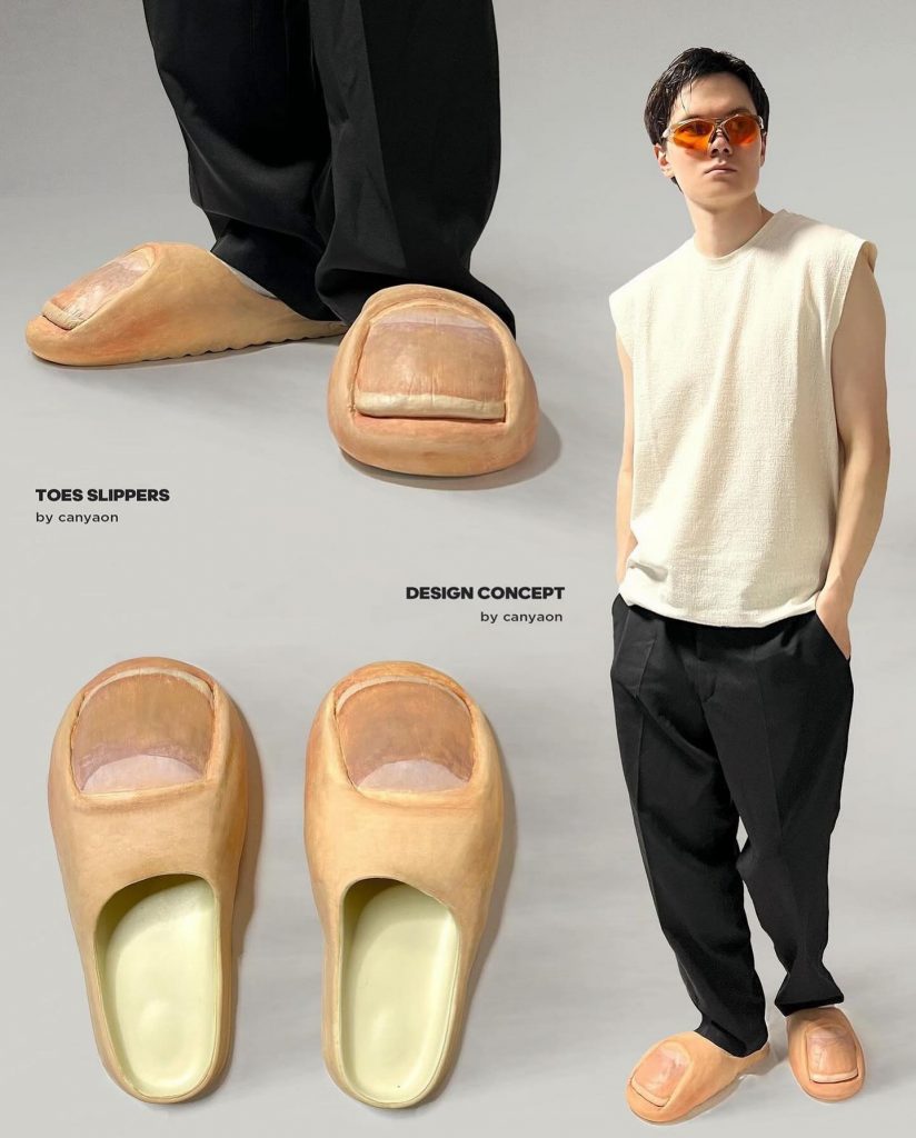 Canyaon presentó en Instagran el diseño conceptual de sus “Toes Slippers”, y fueron virales instantáneas.