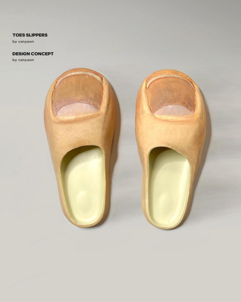  Las “Toes Slippers” x Canyaon replican la forma anatómica del dedo gorod de un pie. 