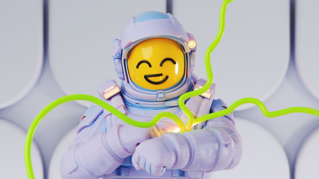 Smiley astronauta: 100 % inteligencia artificial. Imagen: Getty Images. 