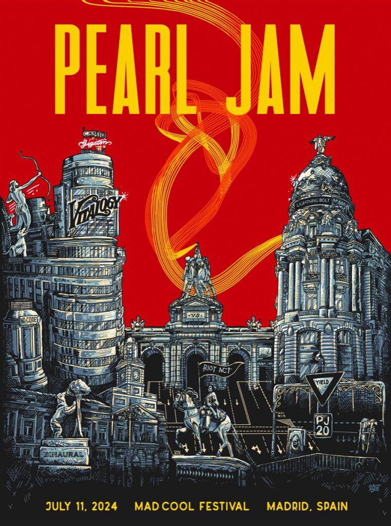 El póster que diseñó Villy para anunciar el show de Pearl Jam en Madrid.