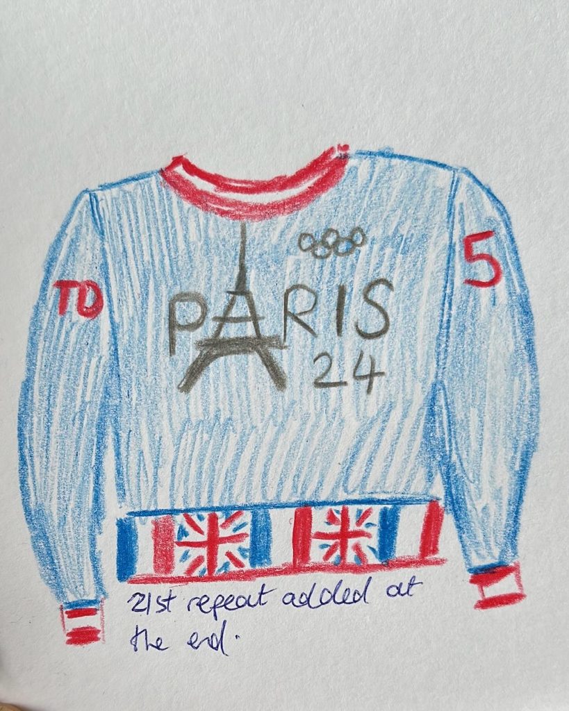 El boceto del sweater de Tom Daley París 2024. 