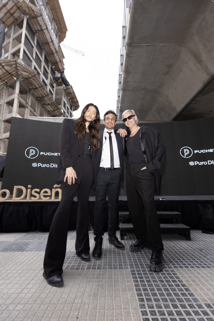 Matías Rosado, director de feria Puro Diseño, con Gustavo Pucheta y Fabián Paz. 