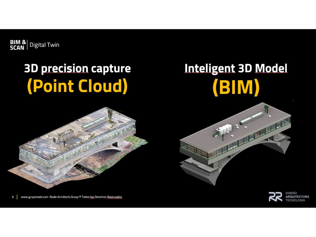 Tras una fase de captura de la realidad, luego se crea un modelo inteligente (BIM) a partir de los datos recopilados en la primera etapa.