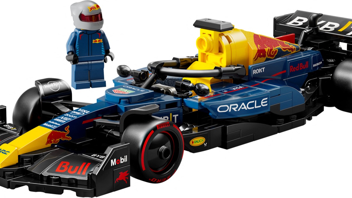 El auto Red Bull del campeón 2025 Max Verstappen según Lego. 