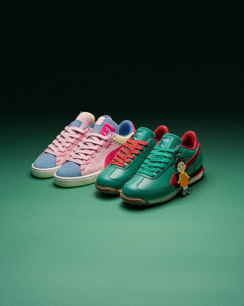 Los dos modelos de las zapatillas Puma x Squid Game Pack: Easy Rider y Suede. 