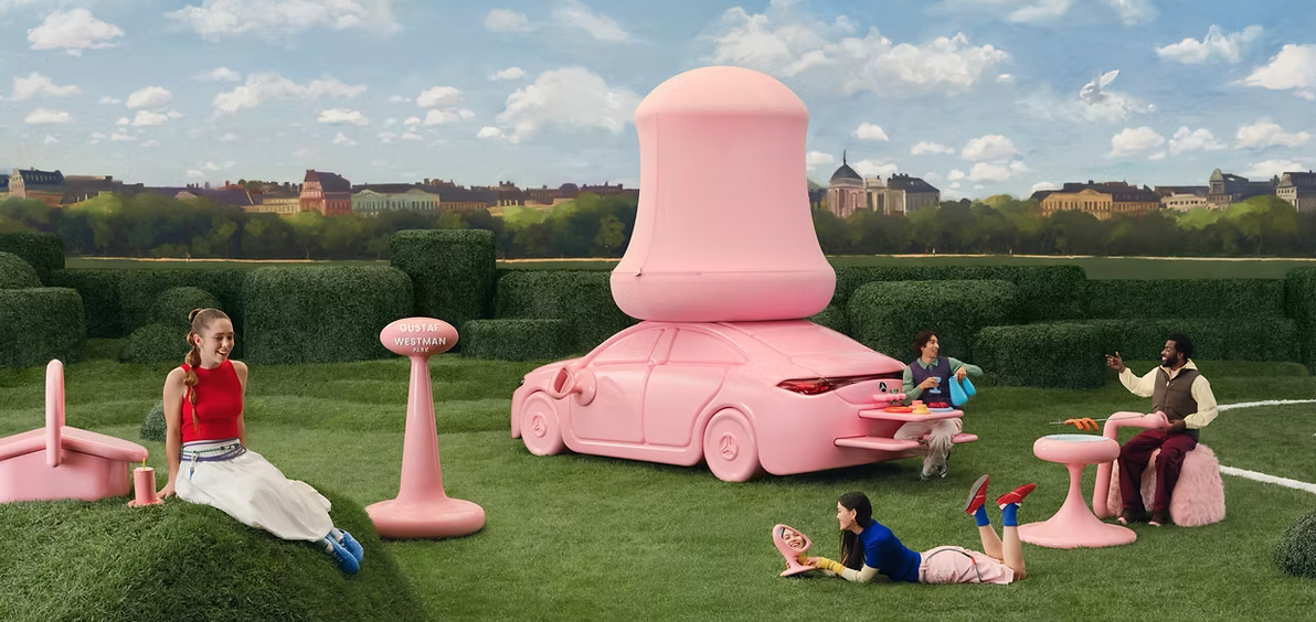 El “Gustaf Westman Park” se transformó en una instalación 100 % en rosa.