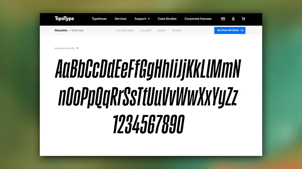 Gazzetta, una tipografía diseñada por el nicaragüense Edwin Moreira, radicado en Uruguay.