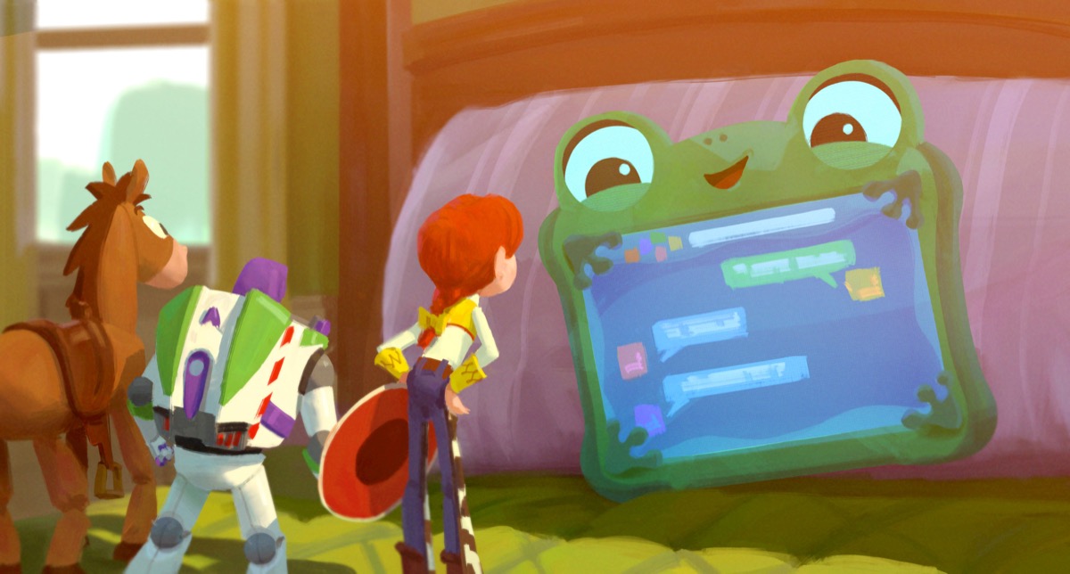 Jessie "la vaquerita" conociendo a Lilypad, "la villana" de Toy Story 5. 