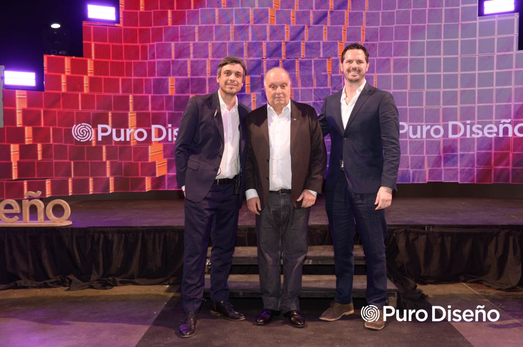 Matías Rosado, director y productor de Feria Puro Diseño, Hernán Lombardi y Juan Astibia.